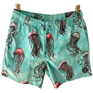 Psycho Tuna Swim Trunks Bathing Suit Jellyfish Jade Green Mens M
